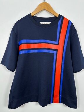 Tory Sport Navy and Red Short Sleeve Top Size Small